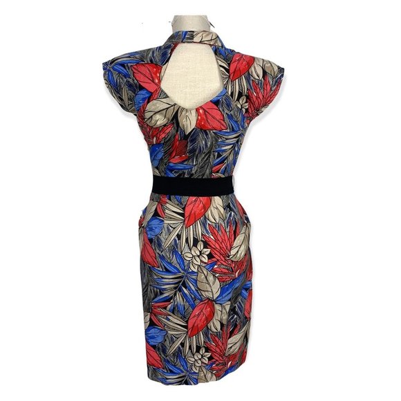 Vintage 80s Jungle Print Short Sleeve Knee Length Dress Small - Picture 3 of 13